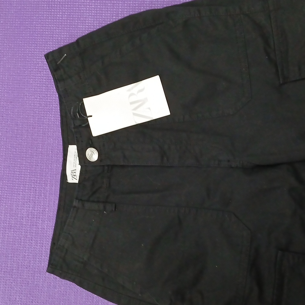 NWT Zara Black Cargo Pants Size 0 - Picture 4 of 6